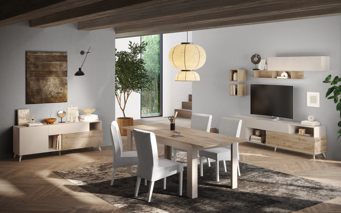 TV galds MONACO - Cashmere / Light Oak