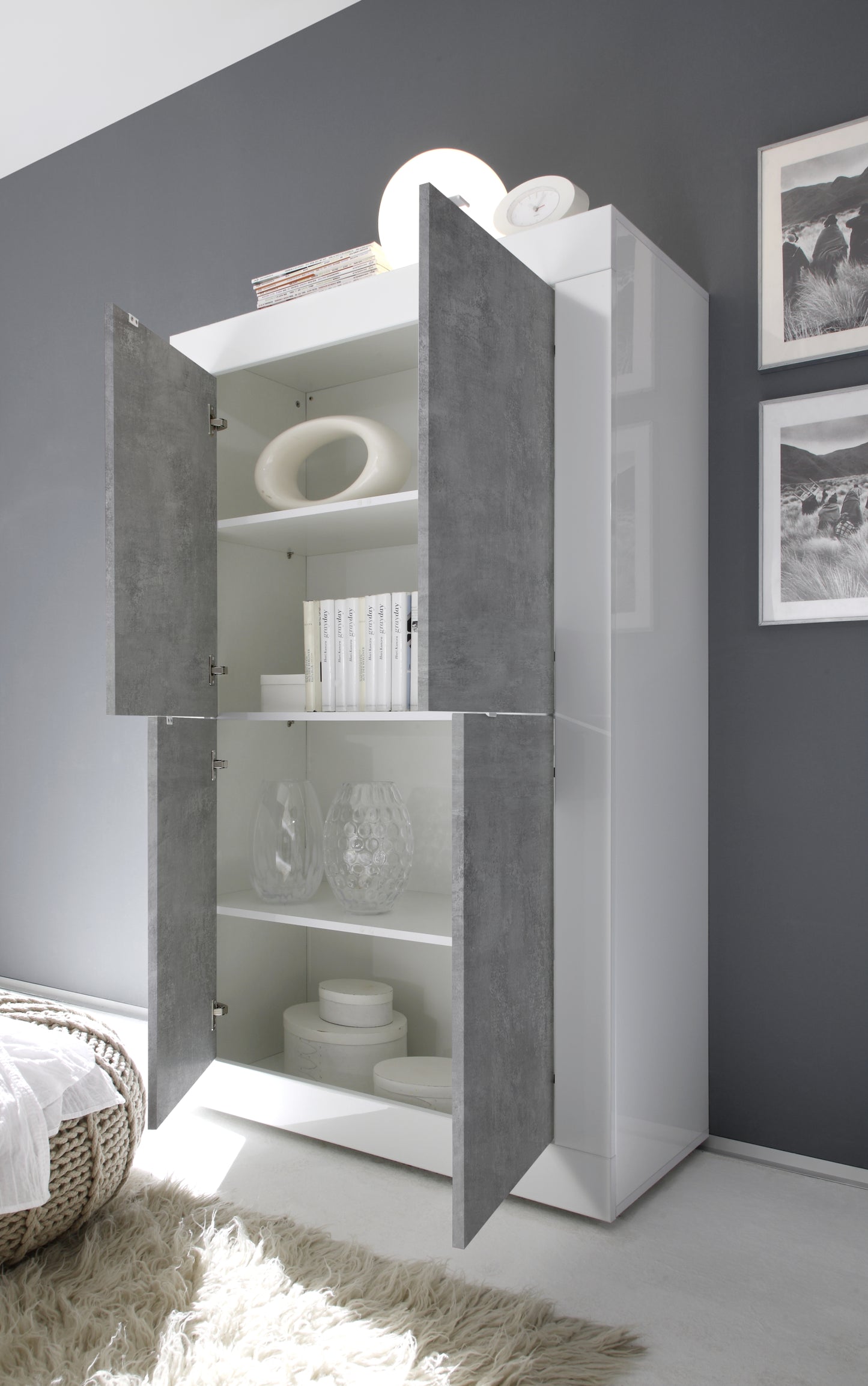 Augstā kumode BASIC - Balta- Betona