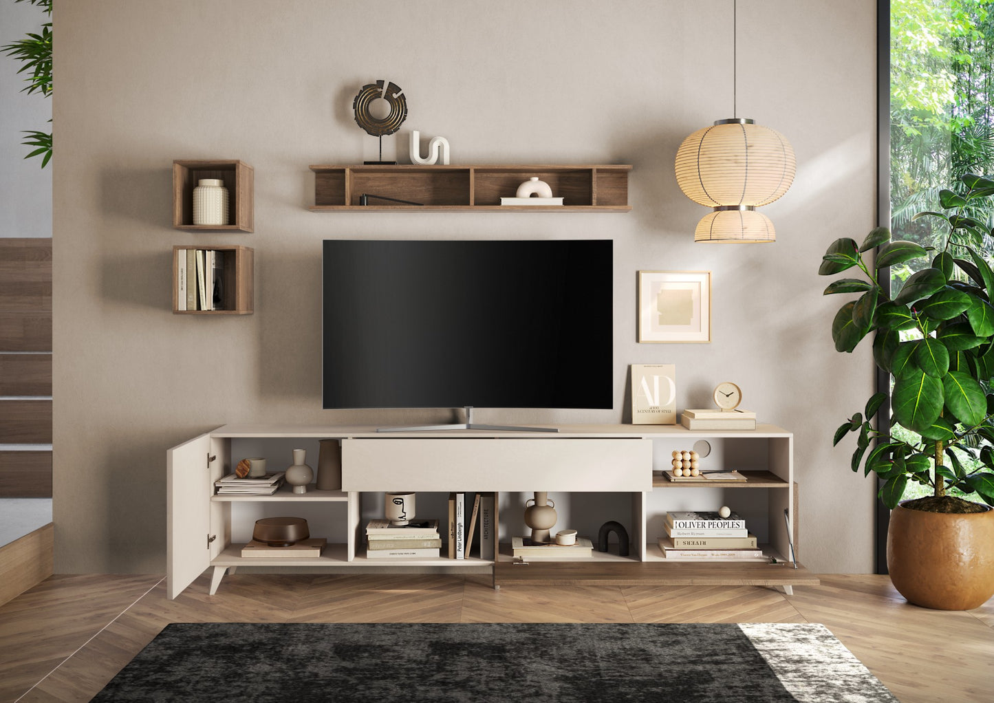 TV galds MONACO I - Cashmere / Dark Oak